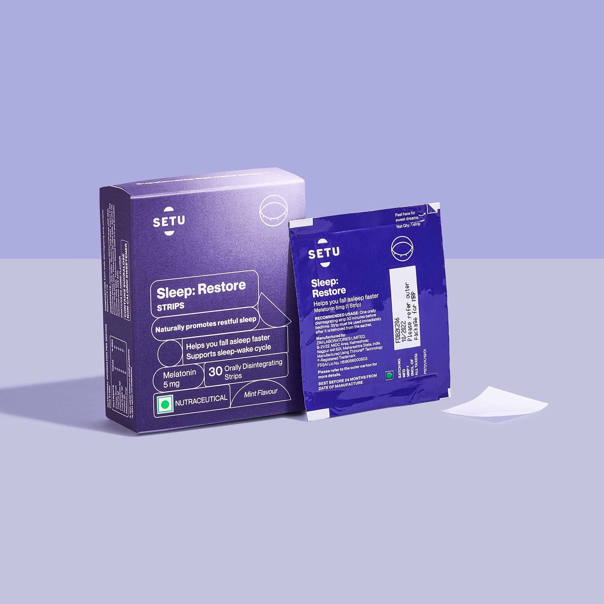 Setu Sleep Restore strips pack