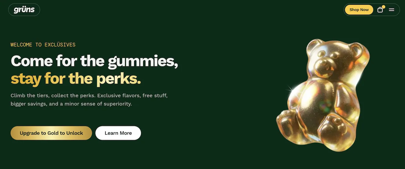 Grüns Exclusives: come for the gummies, stay for the perks. Upgrade to Gold to unlock