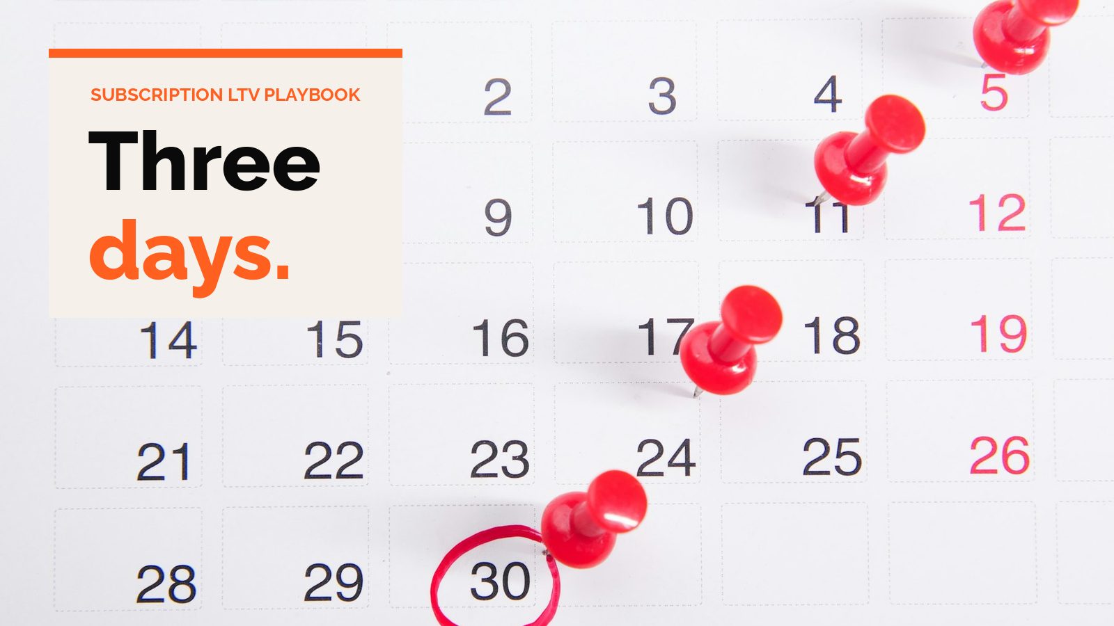 A wall calendar with red push pins marking several dates